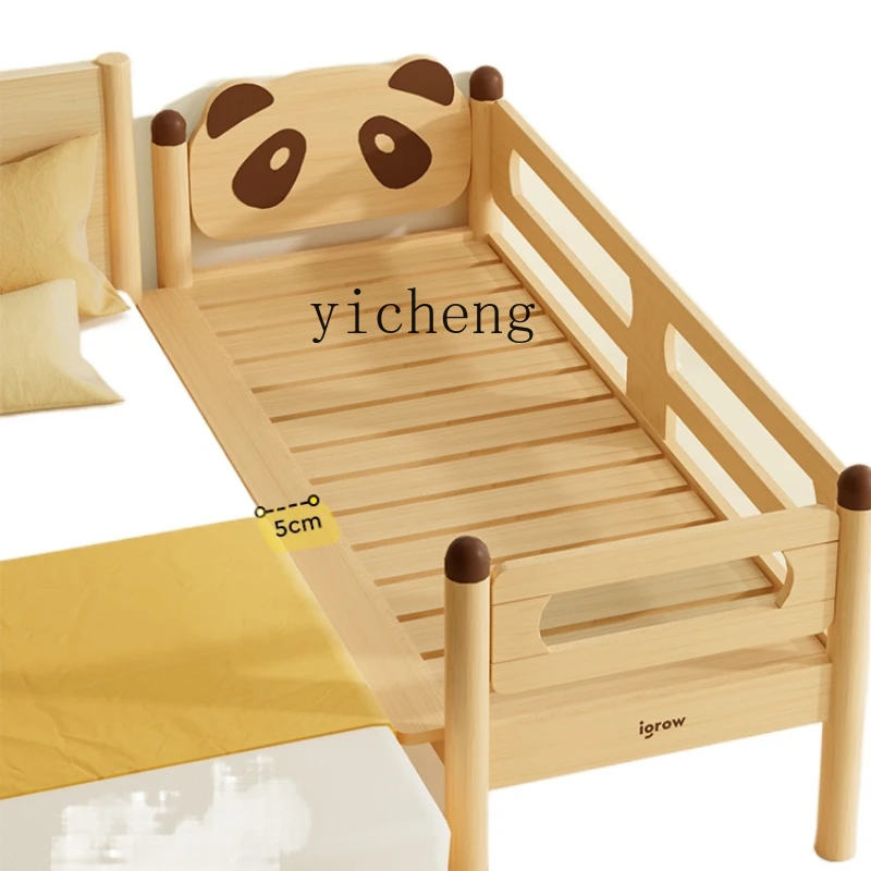 ZC Children's Stitching Bed Baby Widened Bed Edge Small Bed Baby Stitching Log Solid Wood Bed