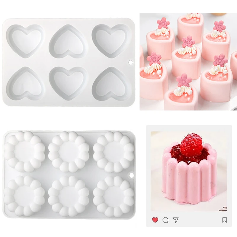 Aliexpress 【F】3D Heart/Star/Round/Square Flower Pudding Silicone Mousse Mould DIY Dessert Chocolate Mold Cake Decorating Tools Bakeware - Aliexpress Deal