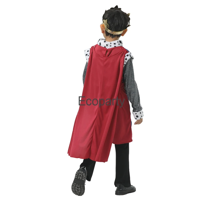 Costume de cosplay du roi médiéval pour enfants, uniforme Nette King Arthur pour enfants, cape et couronne trempée, olympiques de fête d'Halloween pour garçons