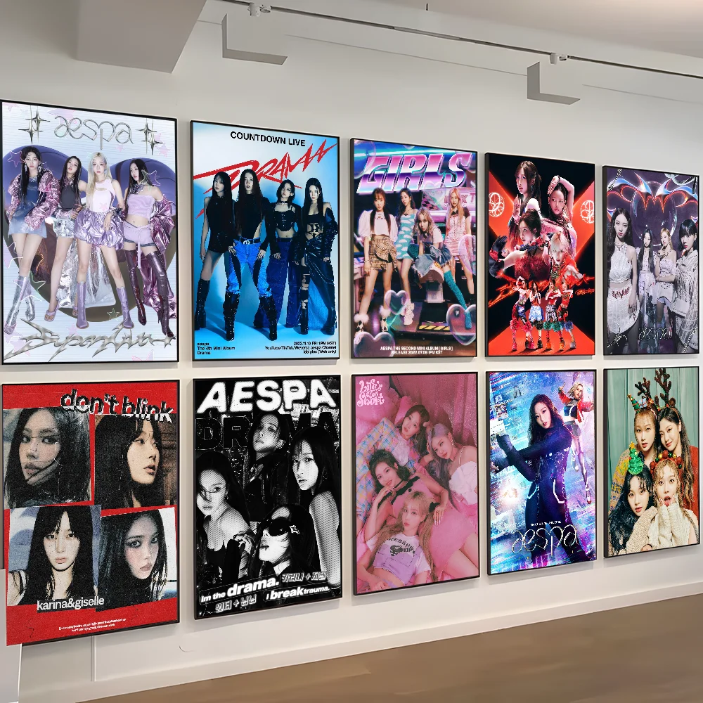 K-Kpop A-Aespas Classic Vintage Posters Decoracion Painting Wall Art White Kraft Paper Kawaii Room Decor