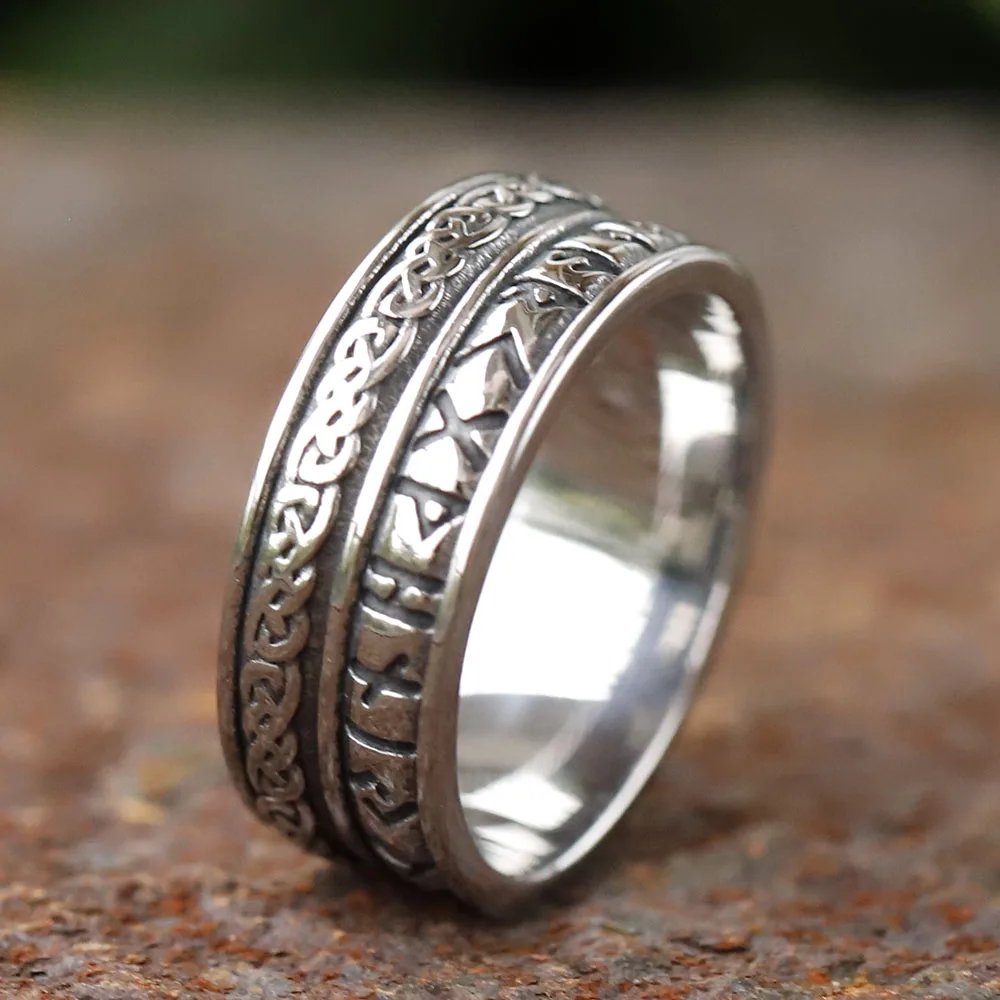 Vintage Odin Norse Viking Rune Rings For Men Fashion Stainless Steel Celtic Knot Rings Retro Couple Amulet Jewelry Drop shipping