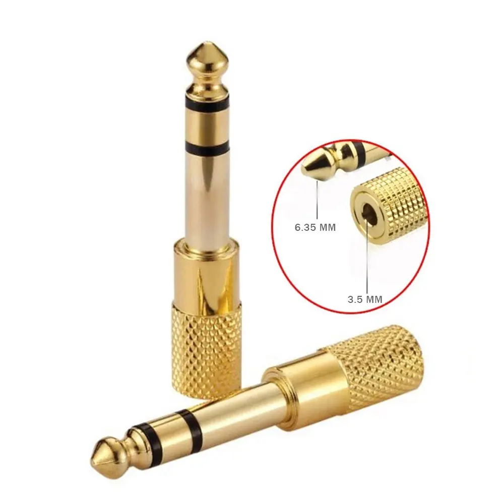 Musical Sound 2/6/12/24 Pieces 6.35mm 1/4 in Male Plug to RCA Female Jack Gold Plated TRS Adapter Guitar Audio Jack Connectors