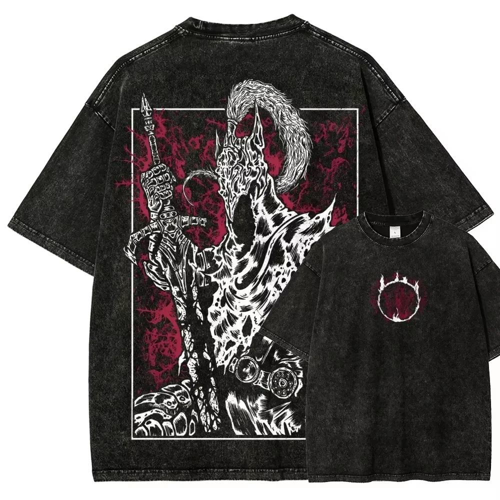 Classic Action Role-playing Game Dark Souls Peripherals Print T-shirt Street Harajuku Men Women Oversized Unisex Couples Vintage