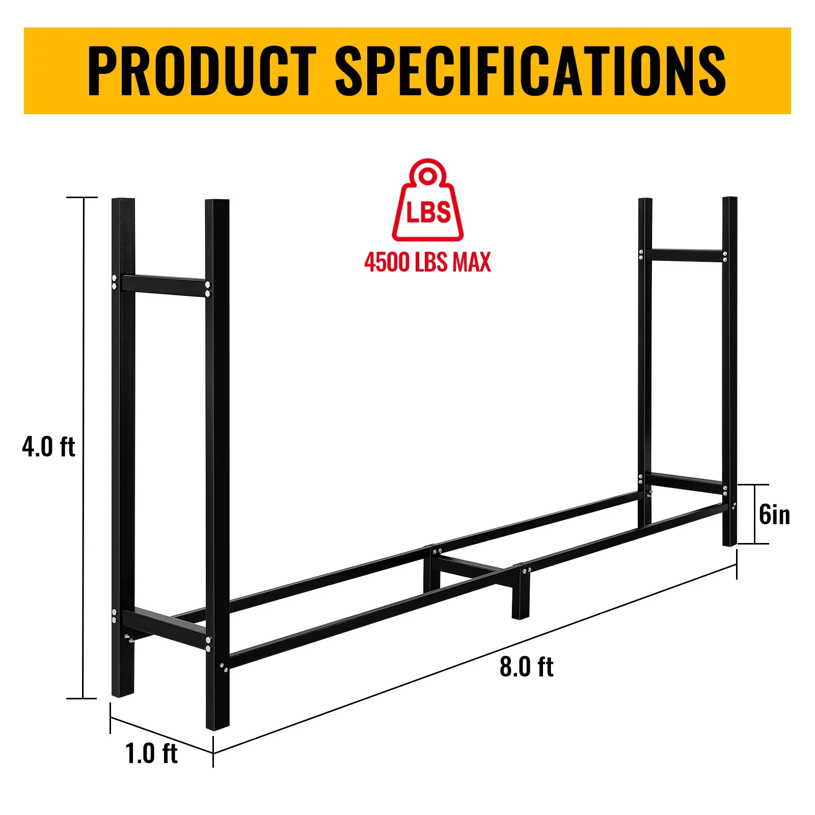 Heavy Duty Indoor Outdoor Firewood Storage Log Rack Black Fire Wood Rack