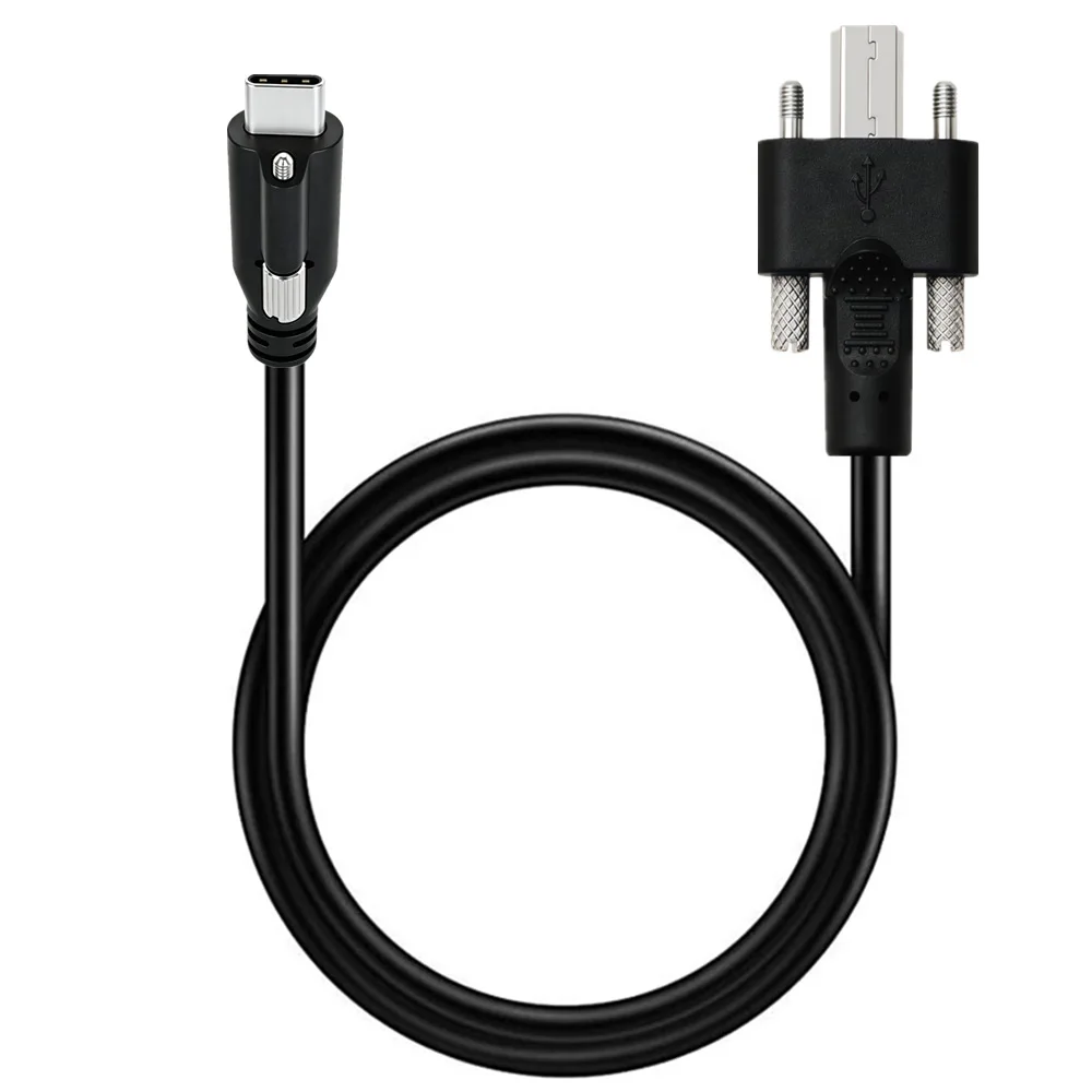 Dual Screw Lock Type-C Male To USB 3.0 B Male Panel Mount Cable Multi Angle 0.5M/1M For Industrial Kiosk Medical Equipment 1M