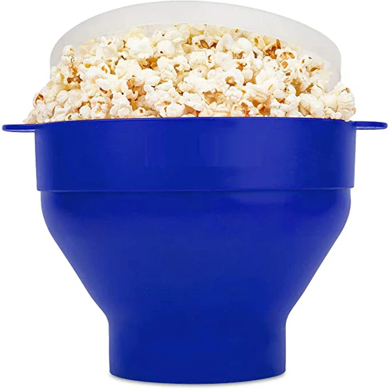 Silicone Microwave Popcorn Maker Folding Bowl with Lid - Food Grade Kitchen Tool for Easy DIY Popcorn