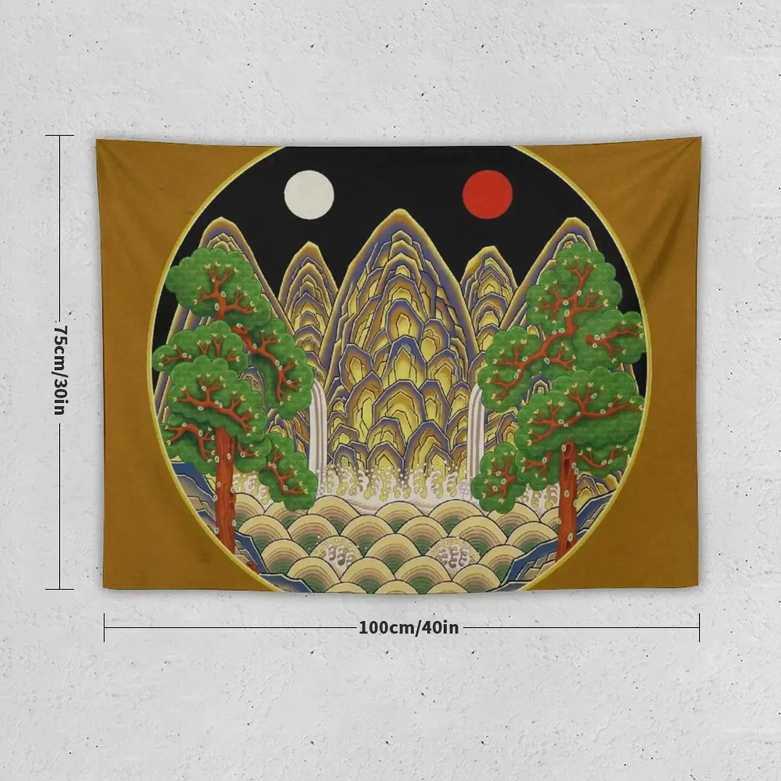 Five peaks of the sun and moon in Autumn: King’s painting Type B (Minhwa-Korean folk art) Tapestry House Decoration Tapestry