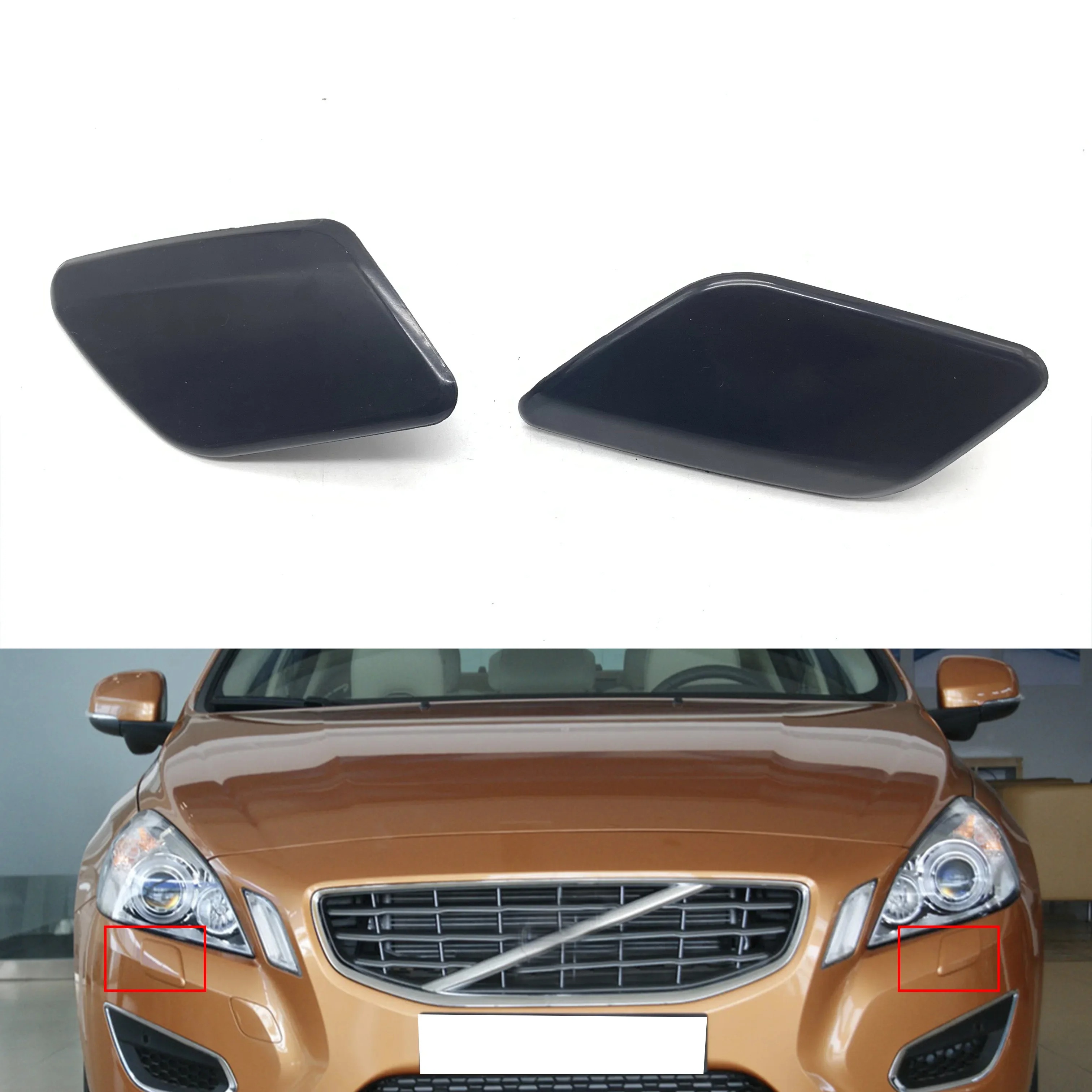 

Headlight Washer Nozzle Cover Cap, Front Bumper Compatible with Volvo S60 2011-2013, V60 2011 39802681 39802699