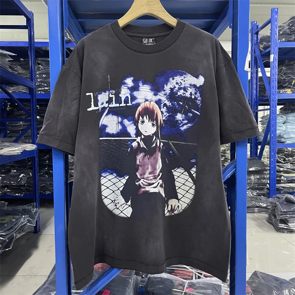 

Cartoon Print Saint T Shirt Men Women High Quality Washed Heavy Fabric Unisex T-shirt Top Tees