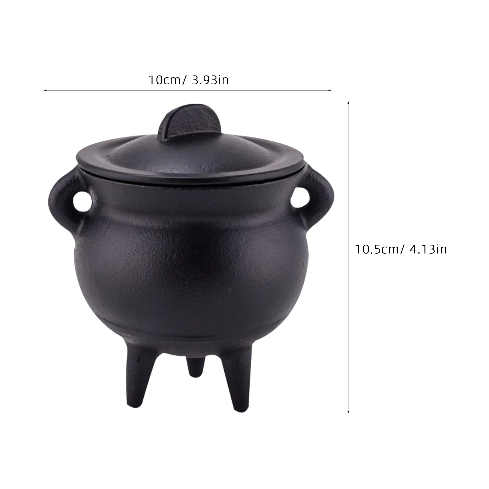 Cast Iron Incense Burner Cauldron with Lid Heatproof Smudge Bowl Palo Santo Sage Holder Resin Burner Witchy