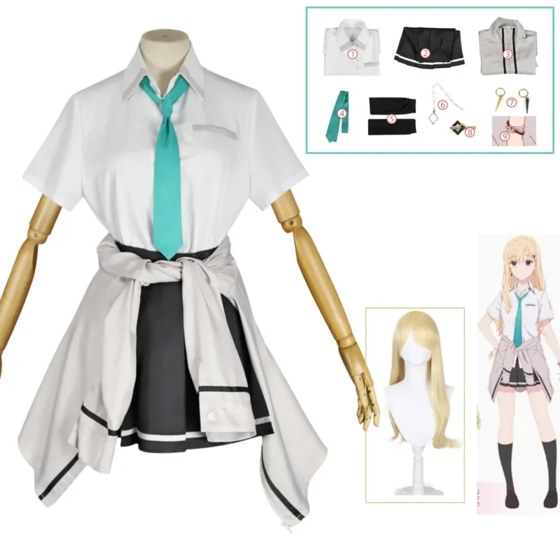 Saki Ayase Cosplay Costume Wig Anime Gimai Seikatsu Days with My Step Sister JK Uniform Skirt Earrings Stockings Halloween Suit