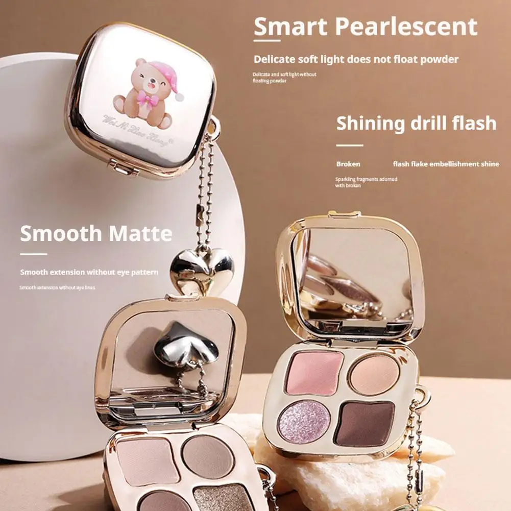 Paleta de maquiagem para olhos fácil de colorir ﻿ Paleta de sombras de 4 cores fosca brilhante perolada glitter sombra de olhos de longa duração