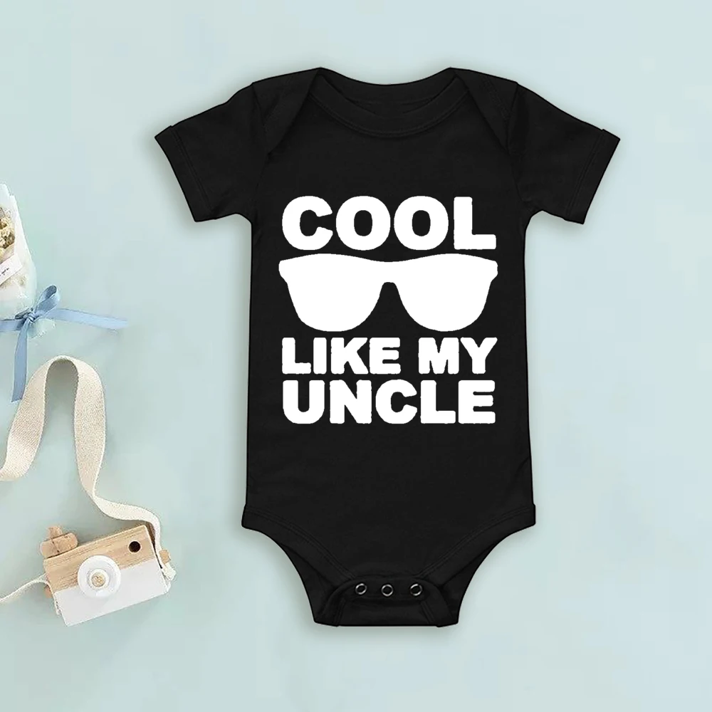 Newborn Baby Romper Cool Like My Uncle Print Bodysuit Toddler Girl Boy Summer Clothes Rompers Outfit Infant Clothes Best Present