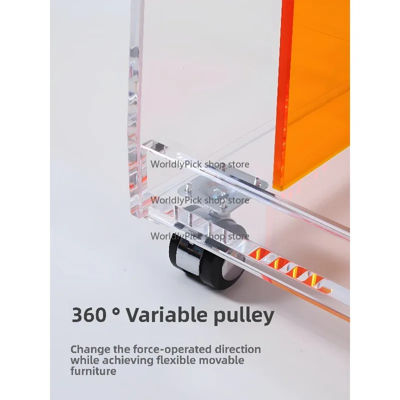 Modern Small Acrylic Trolley, Simple Light Mobile Storage Rack, Sofa Side Table, Bedside Table