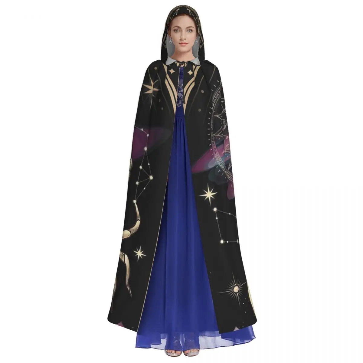 Capa larga con capucha del zodiaco Escorpio disfraz Medieval de bruja capa de Cosplay abrigo de Halloween adulto Unisex