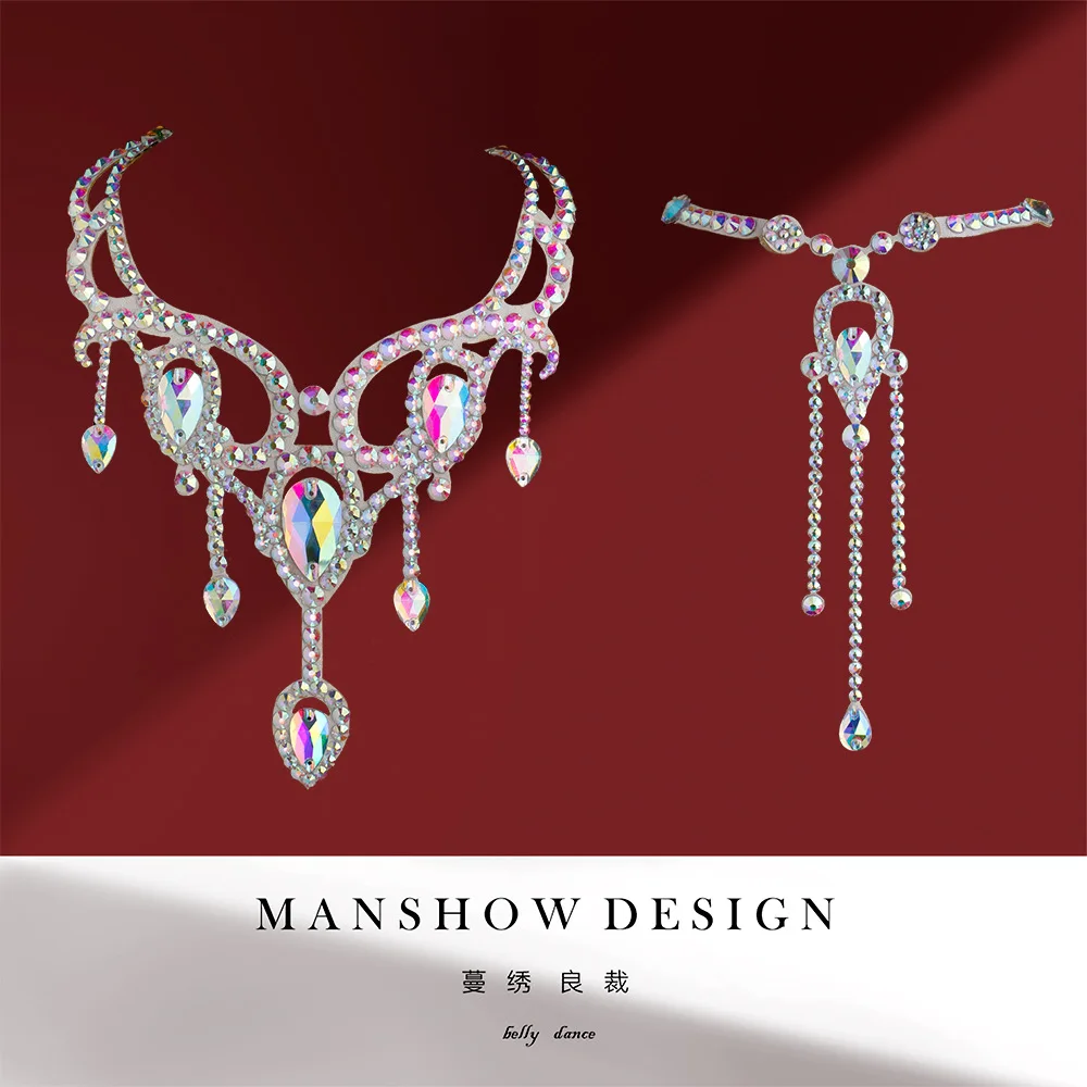 

Новое ожерелье с подвеской, универсальное колье для танца живота, супер сверкающее красочное ювелирное изделие ручной работы, аксессуары для танцевальных выступлений