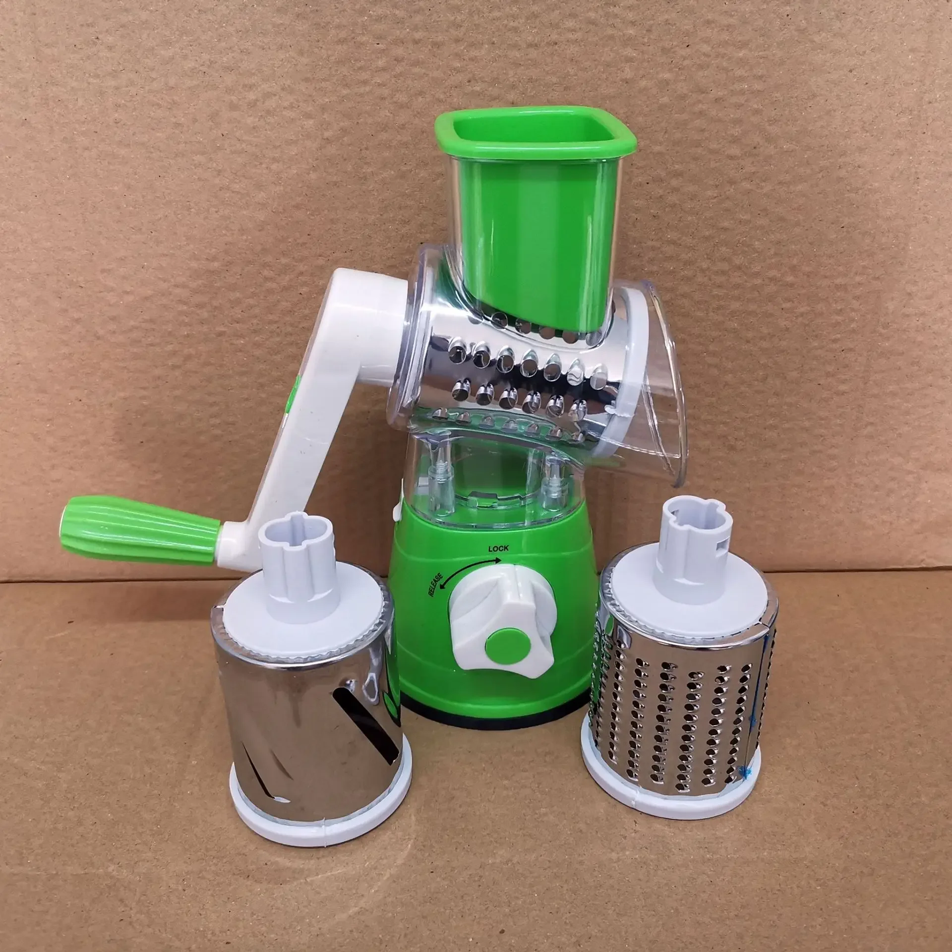 Household hand-held drum vegetable cutter Multifunctional three-in-one kitchen vegetable cutter Potato shredder Slicer