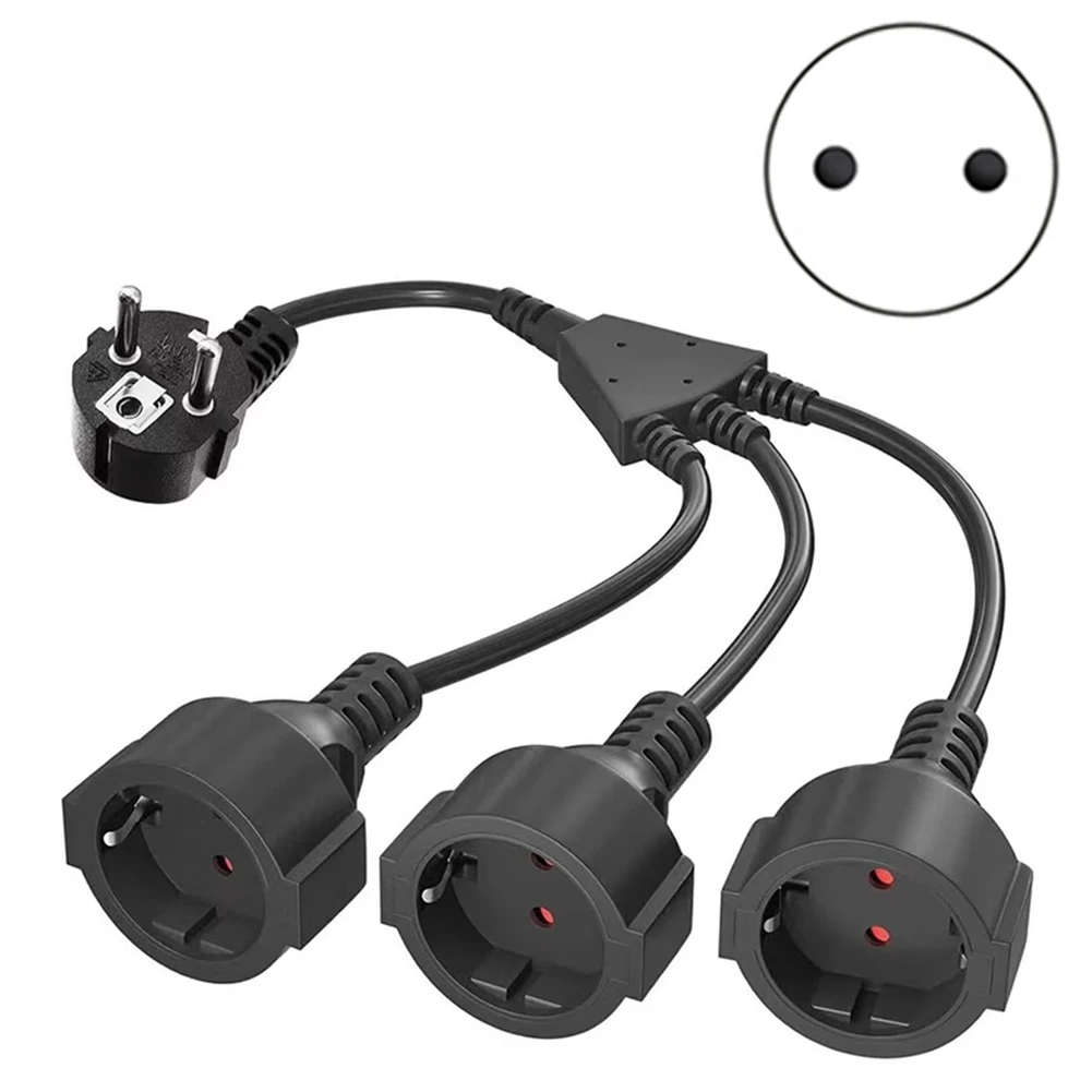 (ABGQ) Power Extension Cord Triple Plug Adapter Ideal for Computer & Home Use EU PLUG
