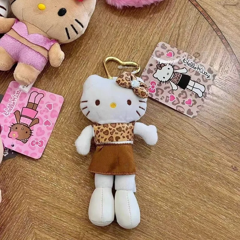 NUOVI stili Hello Kitty leopardo nero Peluche Portachiavi Sanrio Peluche Gattino Anime Animali di peluche Ciondolo Fascino per borsa femminile