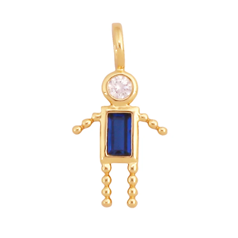 Trendy Love Boy Girl Geburtsstein Zirkonia Charm Anhänger, echte 18K Gold Halskette Armband für DIY handgemachten Schmuck Versorgung S04 – Detail 22