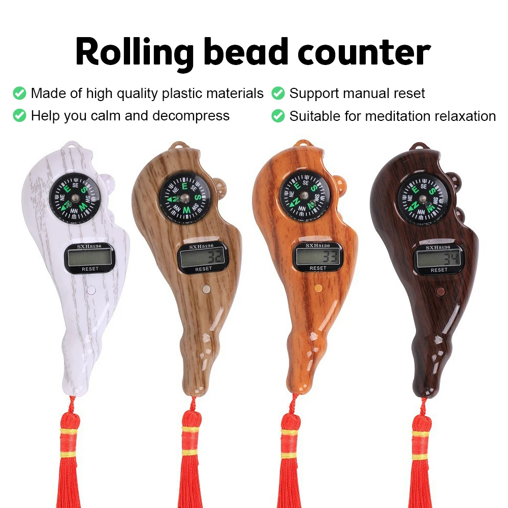 Hand Counter Portable Digital Beads Counter LED Digital Electronic Rosary Beads Tally Toy Tassel for Meditation