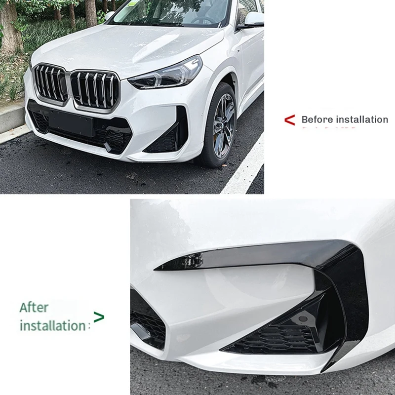 Glossy Black Front Spoiler Wind Knife For BMW X1 U11 IX1 20I 23I 30E 25E M35i M SPORT 2022-24 Bumper Surround Splitter Parts