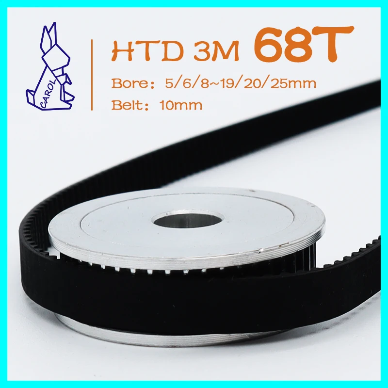 68T 68Teeth HTD3M Gear Pulley Wheels Bore 5/6/8~19/20/25mm Belt Width 10mm 3M Timing Pulley HTD 3M 68 Teeth Synchronous Pulley