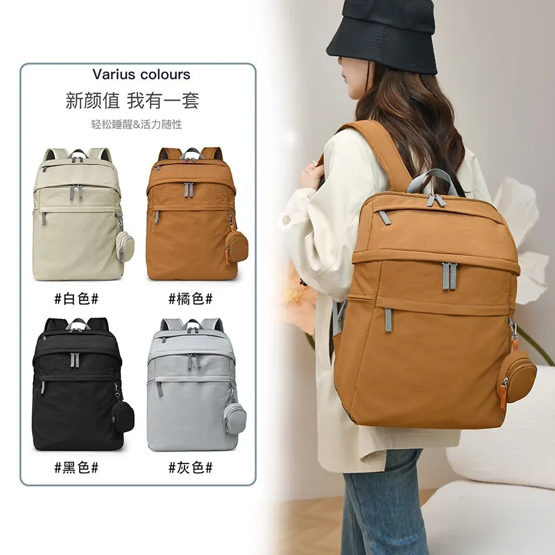 

Polyester lightweight large-capacity casual backpack, simple money holder bag for dual-shoulder commuting student schoolbag