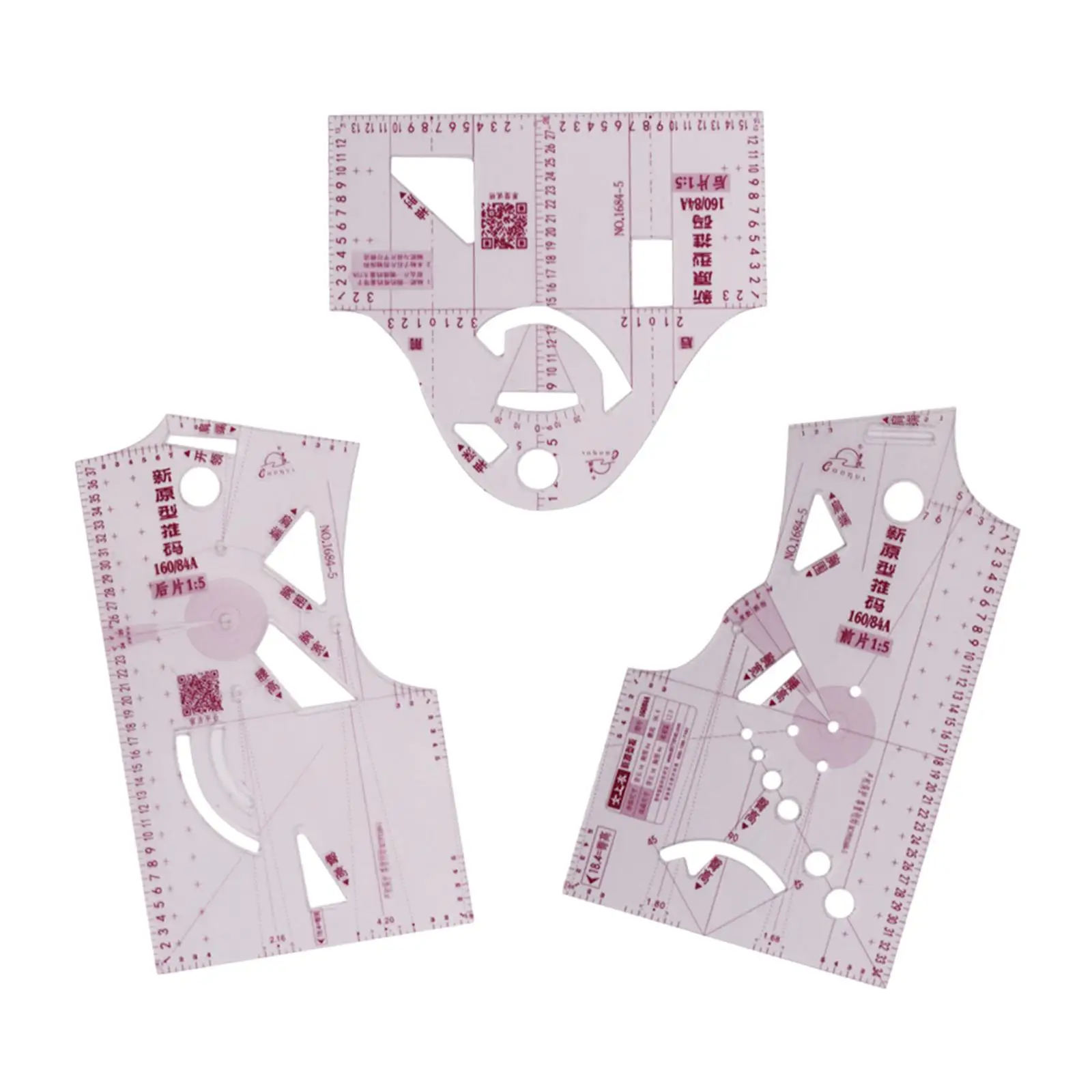Garment Ruler Measurement Tool Clear Plastic Fashion Design Template for Women Blouse Sewing Model 160 84A