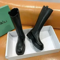 Women High Boots Fashion Woman Non-slip Waterproof Winter Zipper PU Leather Knee High Boots Women Chunky Platform Long Boots - Image 4