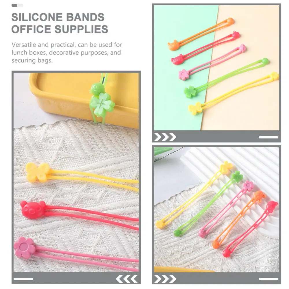 10pcs Multi-Purpose Silicone Rubber Strap Silicone Wrap Bands Bento Box  Fixing Elastic Silicone Band Bento Case Bands