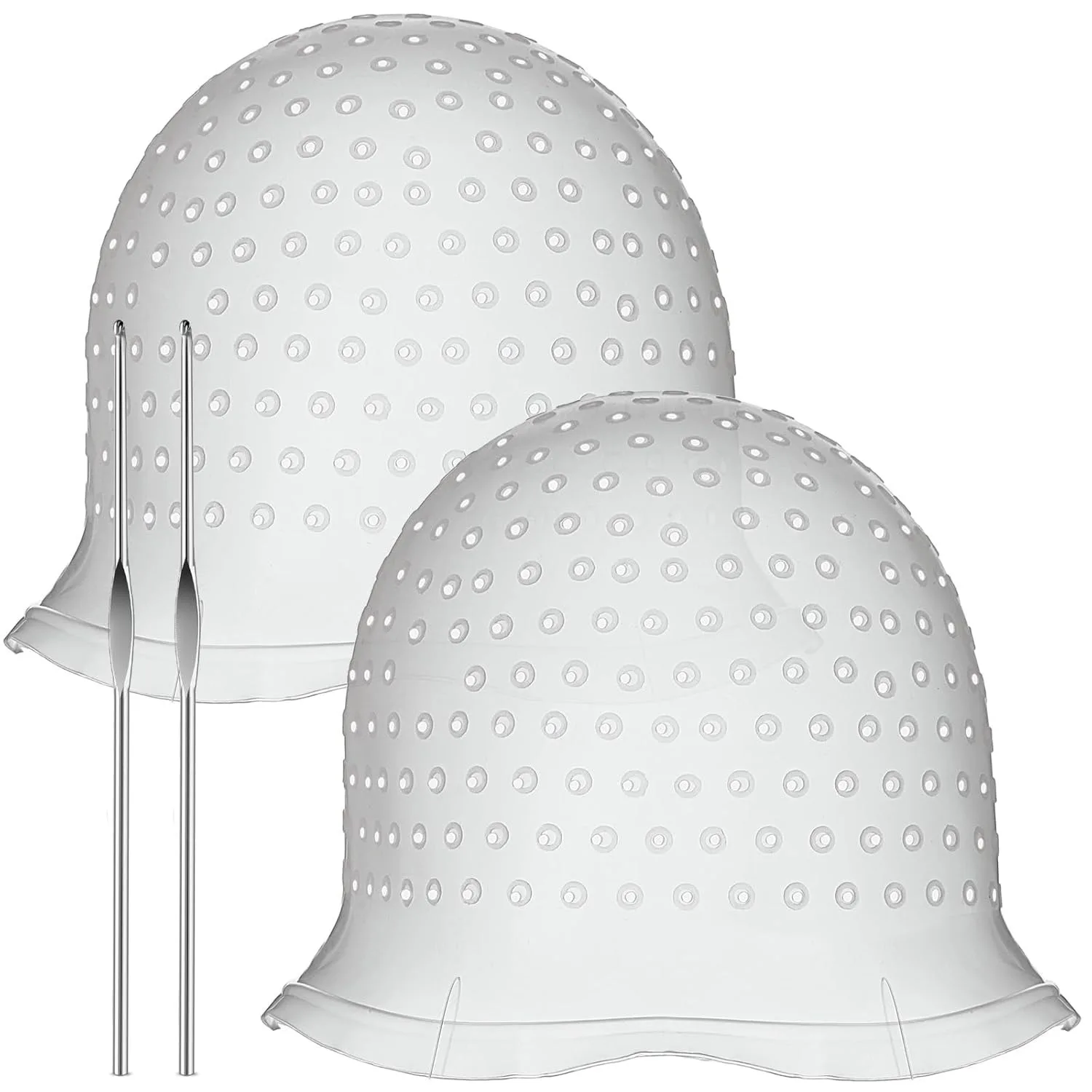 

2 Pcs Hair Coloring Highlighting Cap Reusable Silicone Highlight Cap Pull Through Caps for Hair Coloring Frosting Cap with Hook