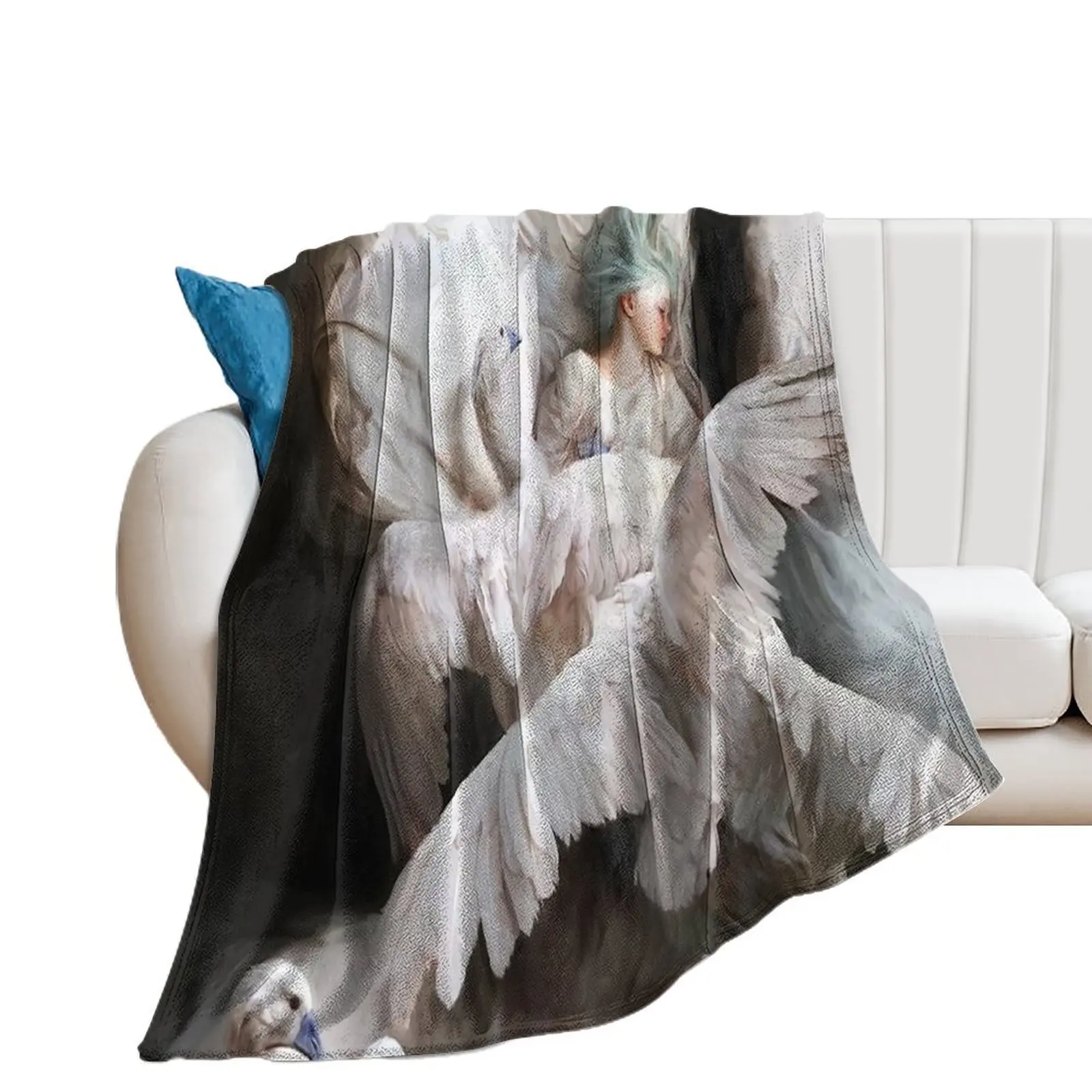 The Swan Landing - Guillermo Lorca Garcia Throw Blanket Plaid on the sofa Shaggy Blankets