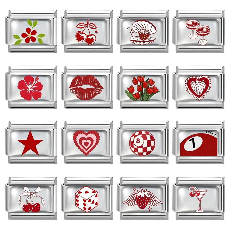 الأزياء الأرجواني الطباعة ستار القلب الكرة No.8 القرش الإيطالية سحر الروابط صالح 9 ملليمتر الفولاذ المقاوم للصدأ سوار المرأة مجوهرات DIY صنع #4