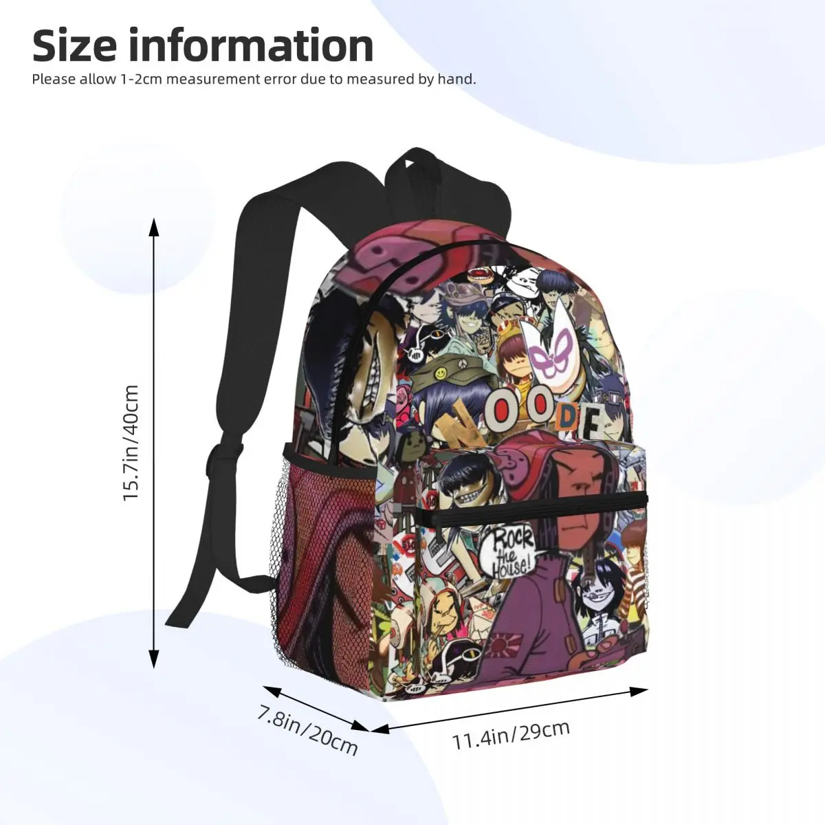 حقيبة ظهر مدرسية للطلاب من فرقة Music Band Gorillaz، حقيبة ظهر للسفر والمشي لمسافات طويلة للرجال والنساء، حقائب كتف