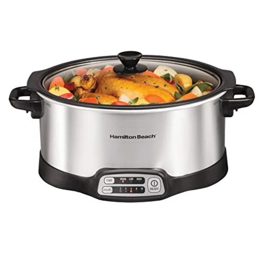 

33662 Programmable Slow Cooker 6 Quart Stovetop-Safe Sear Cook Crock Silver with Smart Temperature Control and Energy-Efficient