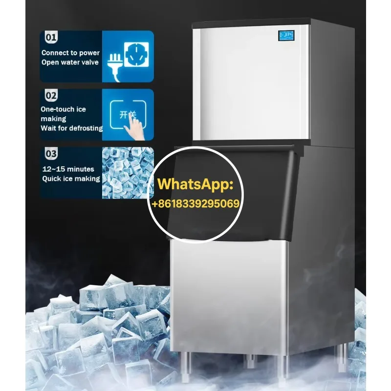Customized Commercial Automatic Ice Maker Machine Industrial Durable 500Kg/1000Kg Ice Storage with Water Pump Compressor