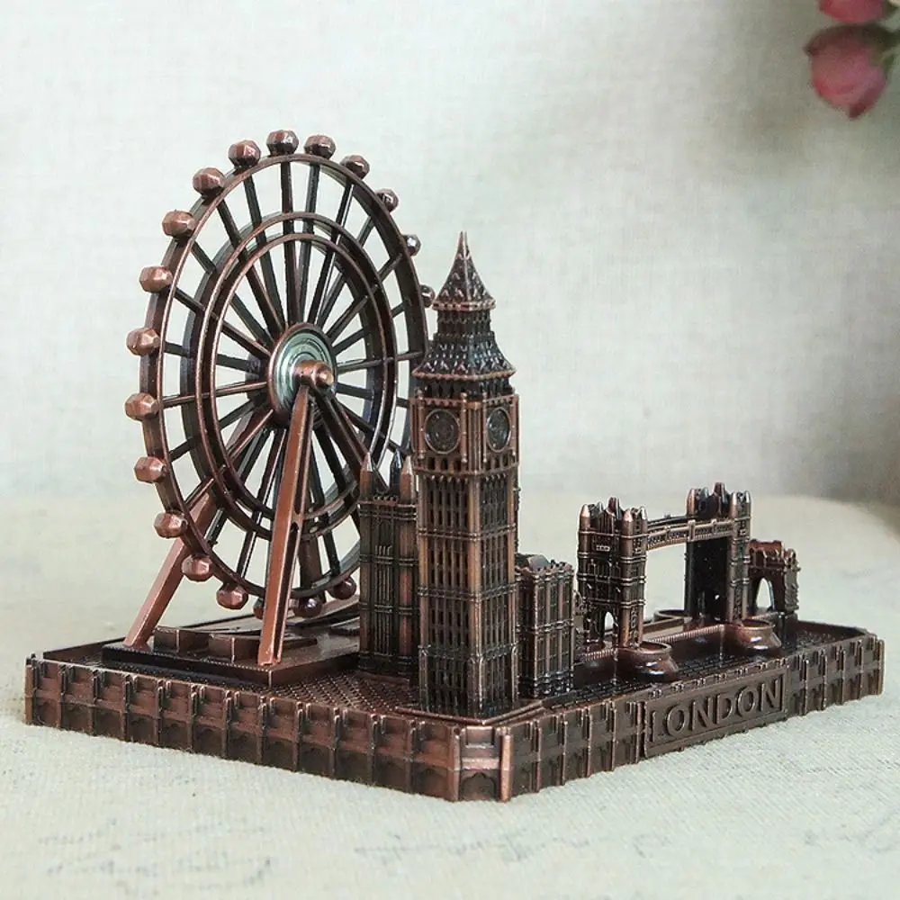 Metal London Eye Big Ben Tower Bridge Vintage Creative City Figurine Retro Simulated Miniatures Statue Sculpture Party