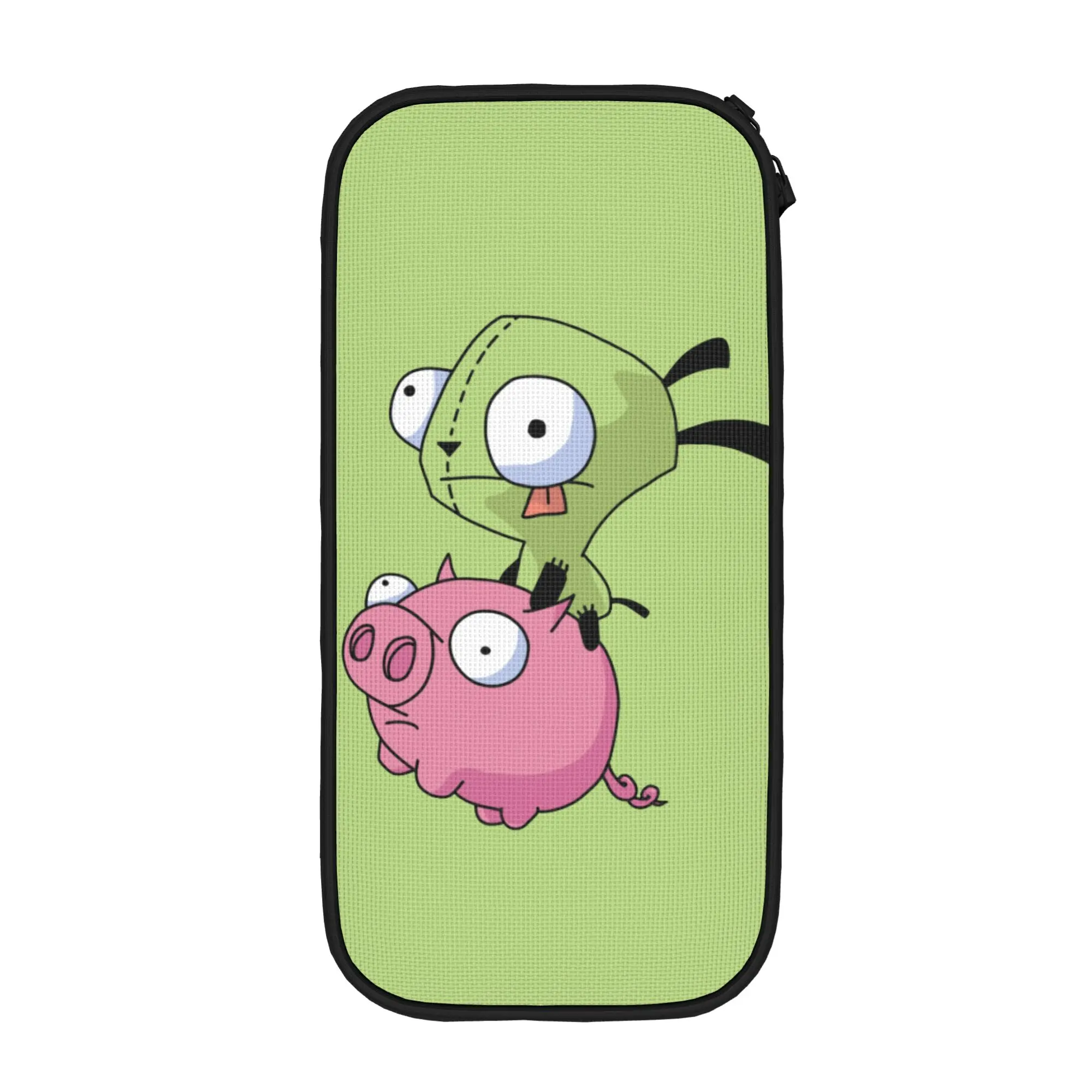 Invadered Cartoon GIR Zims Pencil Case Riding Pig Pencilcases Pen Box for Student Large Storage Bags School Supplies Accessories
