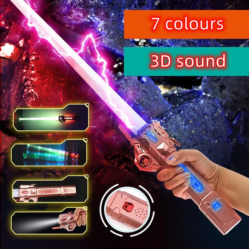 lightsaber Children's toy laser sword Star 2 in 1 flash stick Fluorescent stick hair light saber Children's toy sword RGB  Light