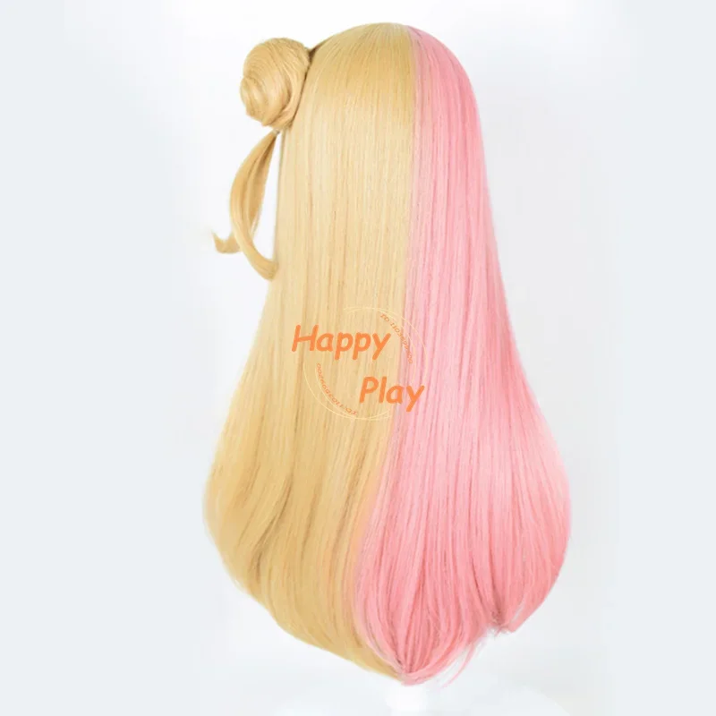 Vtuber Kotoka Torahime Cosplay Wig 70cm Long Golden Pink Virtual Idol Anime Wigs Heat Resistant Synthetic Hair Halloween Wigs