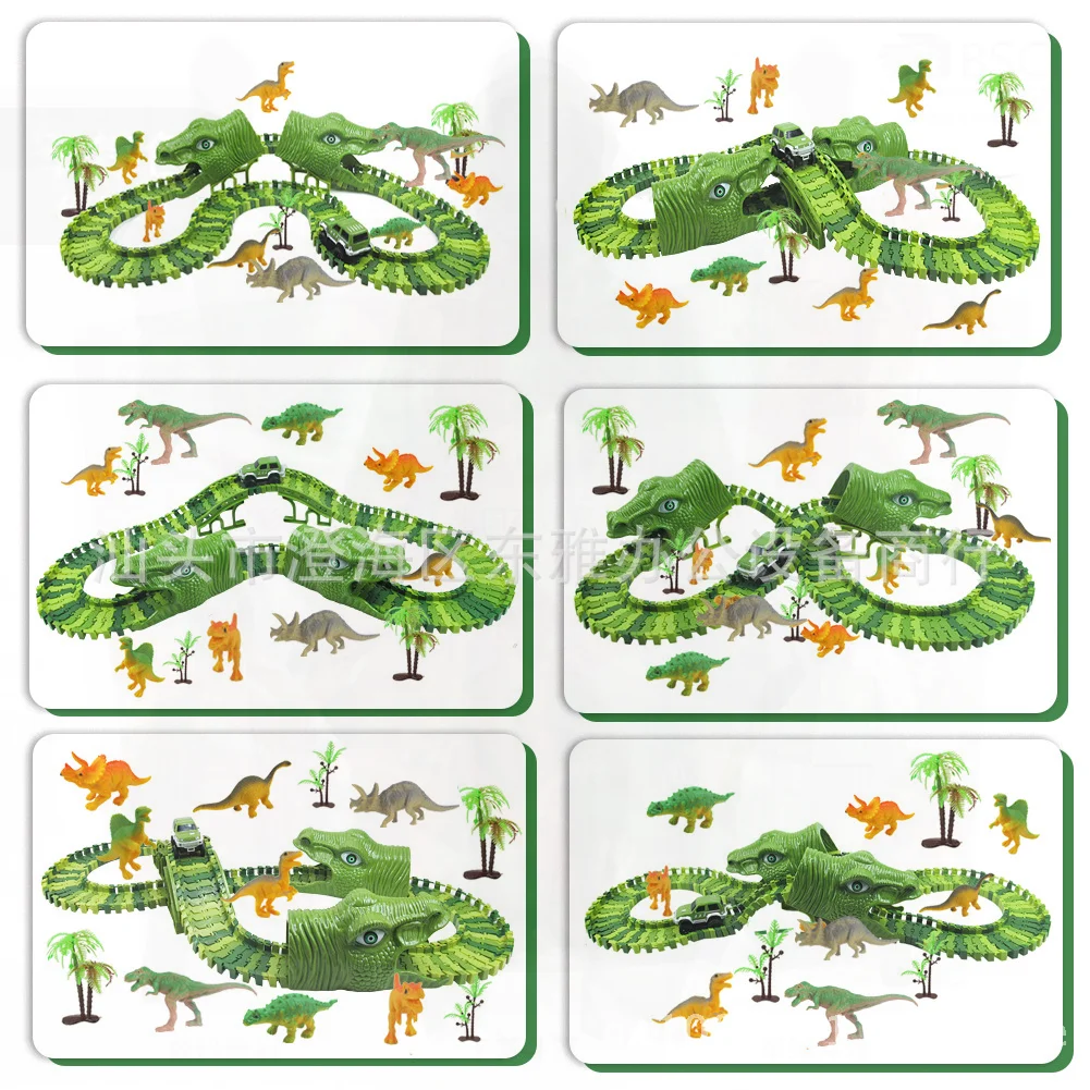 

Электрический железнодорожный автомобиль-динозавр, набор строительных блоков, 153 шт., детская игрушка для самостоятельной сборки, трек над горным пультом дистанционного управления, железная дорога для