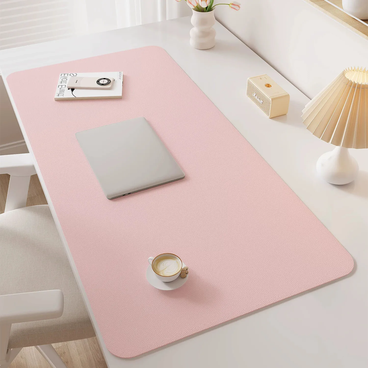 Pink Blue Black Solid Color Girl Y2KPU Leather Desk Pad Protector Mouse Pad Office Desk Mat Waterproof Non-Slip Desk Blotter PAD