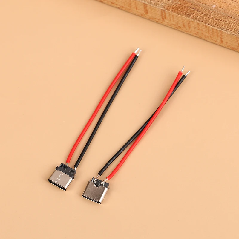 2 Stuks Type C 2 Pins Waterdichte Vrouwelijke Usb C Socket Poort Met Schroefgat Snelladen Interface Usb Connector Met Kabel