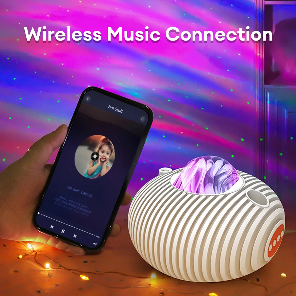 Veilleuse budgétaire Galaxy LED avec haut-parleur Bluetooth 5.0, minuterie et télécommande, 5 étoiles musicales intégrées, 14 couleurs