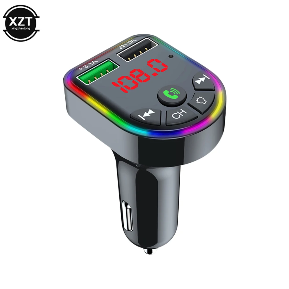 Colorful Bluetooth-Compatible 5.0 FM Transmitter Car MP3 Player Wireless Handsfree Audio Receiver USB Fast Charge TF U Disk play