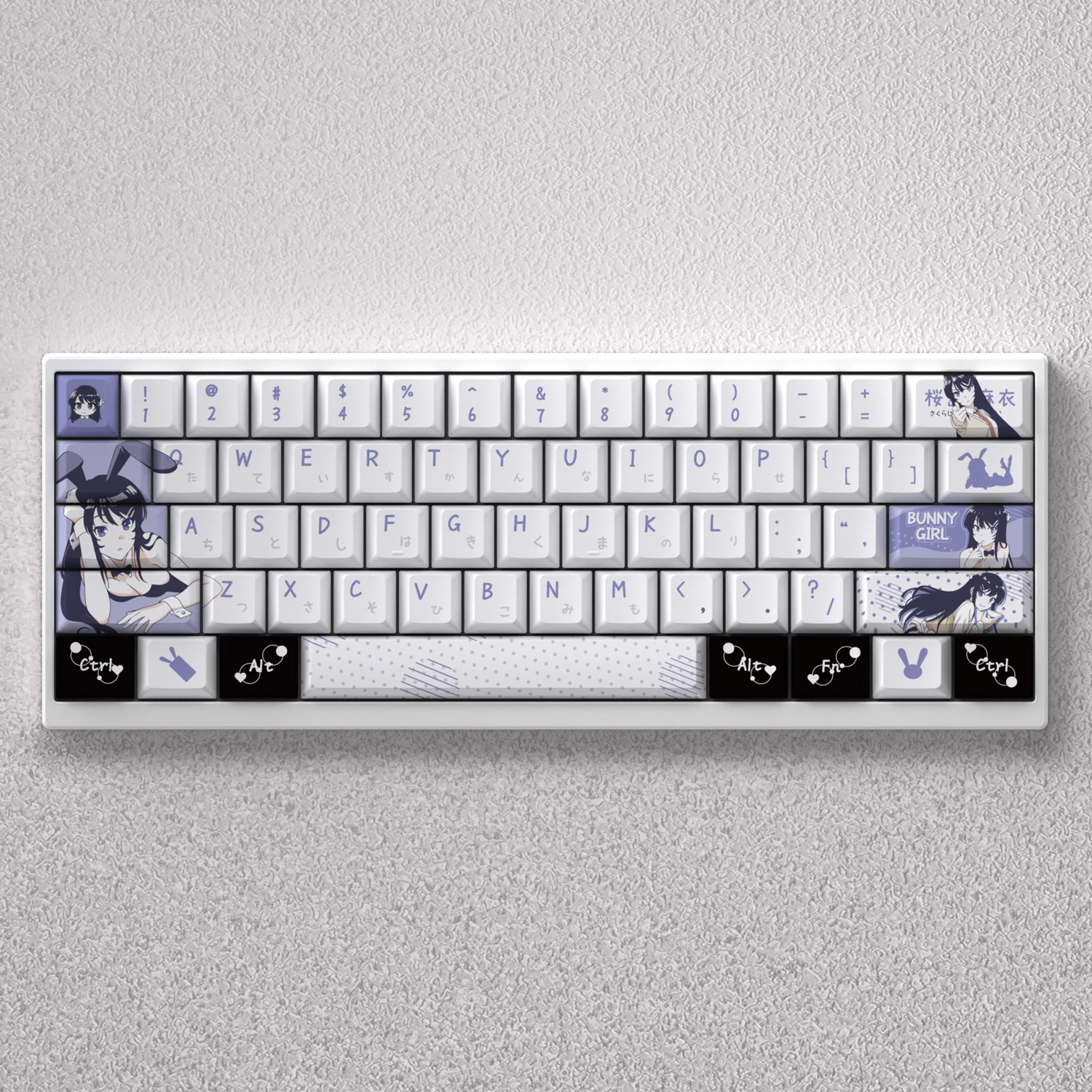 

73 Keys Sakurajima Mai Theme Keycaps Anime Key Cap PBT Cherry Profile Customized Keycap for Wooting60 65 68 Mechanical Keyboard