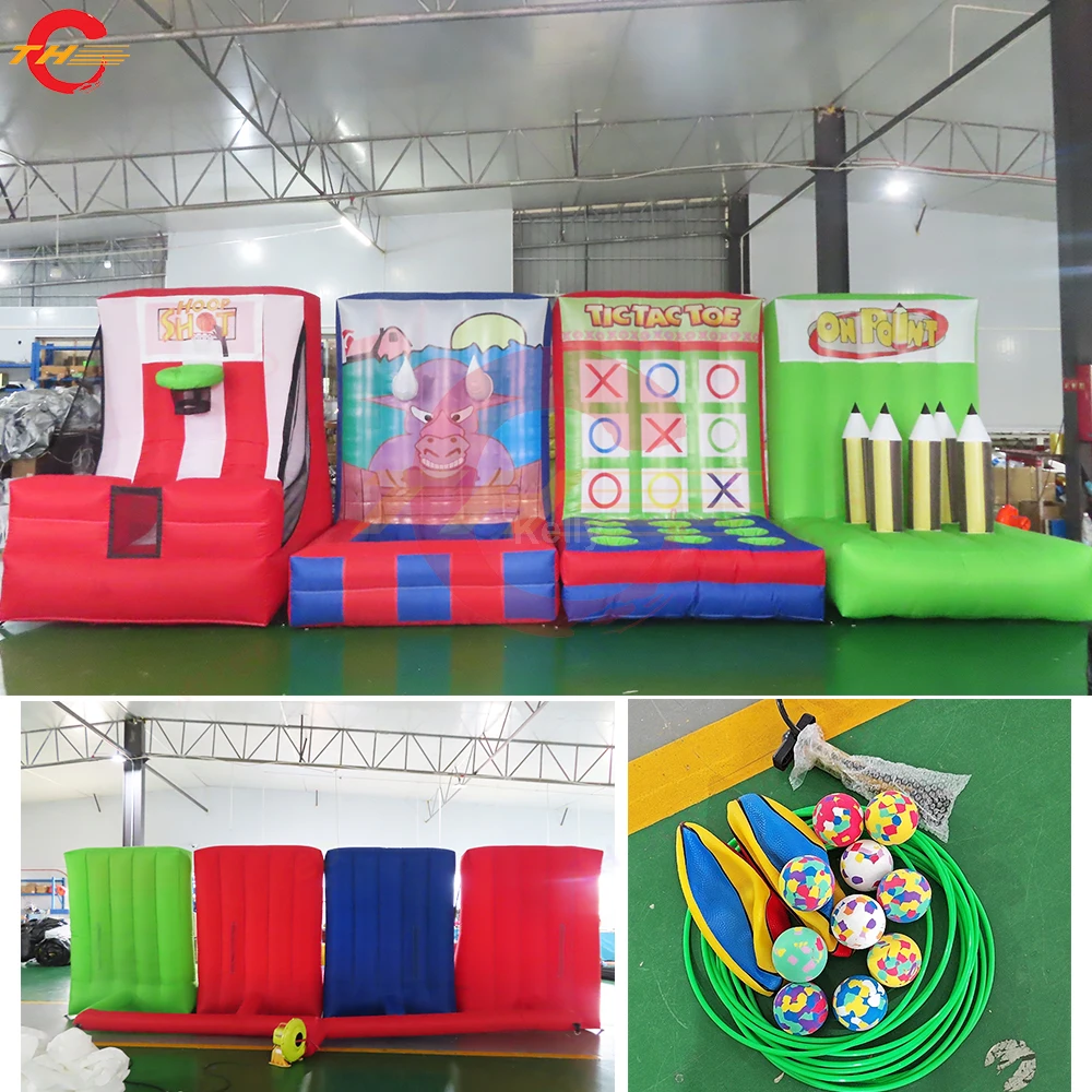 

TH Brand 1.5x1.5x2mH Oxford Fabric Material 4 in 1 Inflatable Game Toy Combo Popular Carnival Bouncy Toys for Outdoor Activities