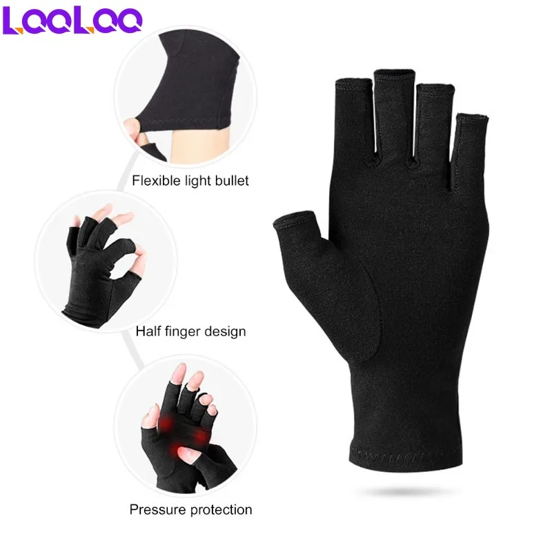 1Pair Arthritis Gloves Women Men for Basketball Football Volleyball, Fingerless Hand Thumb Compression Gloves for Pain Relief