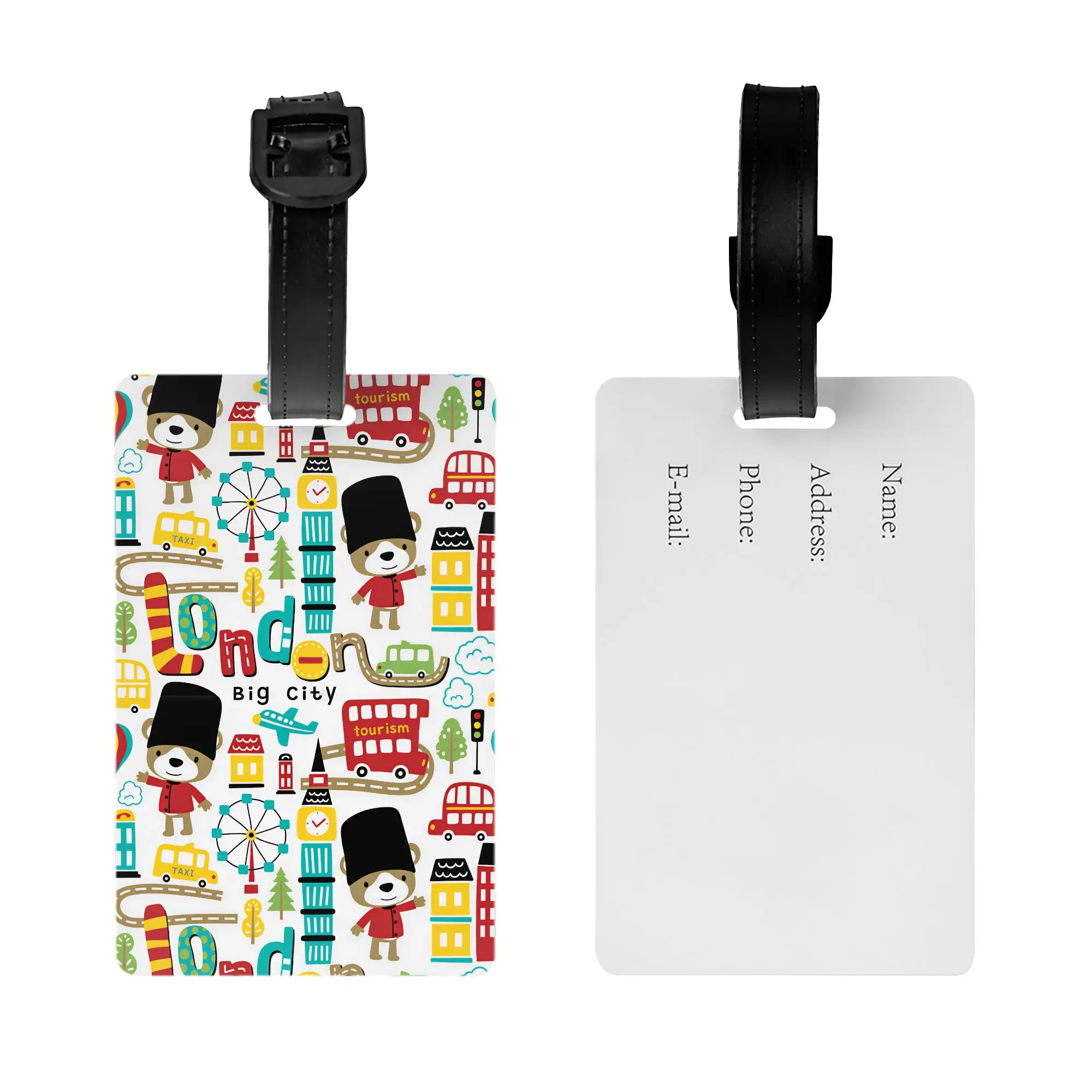 Cute Cartoon Bear London Travel Luggage Tags for Suitcases Fashion  Baggage Tags Privacy Cover ID Label